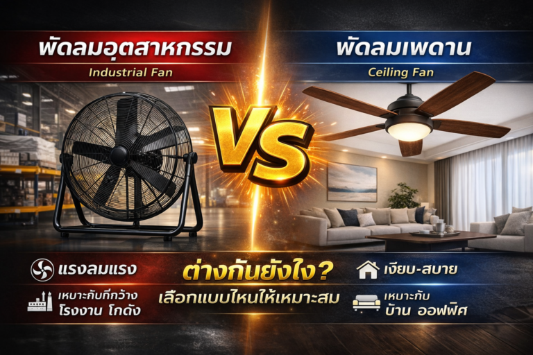 พัดลมอุตสาหกรรม vs พัดลมเพดาน เหมาะกับงานแบบไหน เลือกยังไงให้คุ้มที่สุด