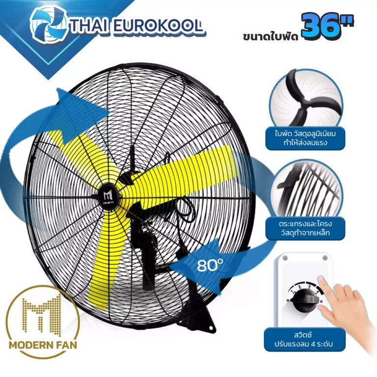 พัดลมอุตสาหกรรมแบบแขวนผนัง 36 นิ้ว