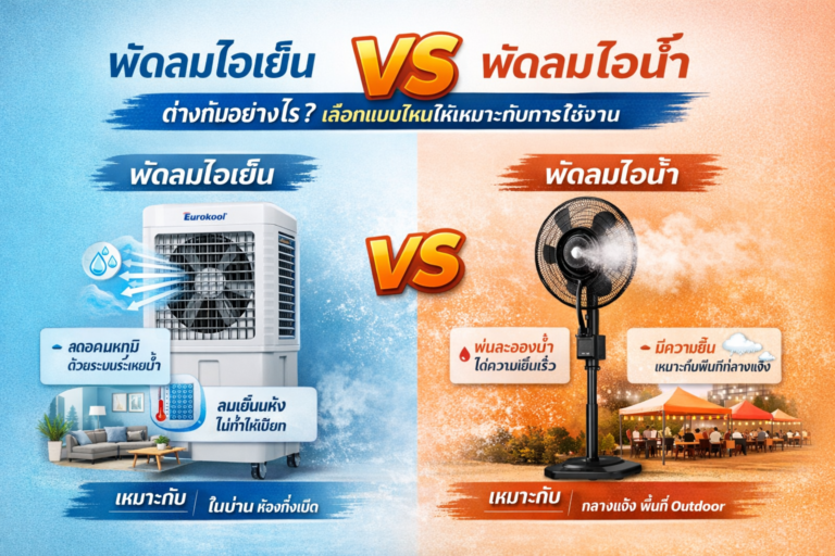 พัดลมไอเย็น VS พัดลมไอน้ำ แตกต่างกันอย่างไร เข้าใจให้ชัดก่อนเลือกใช้งาน