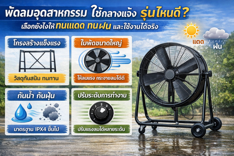 พัดลมอุตสาหกรรมใช้กลางแจ้ง รุ่นไหนดี เลือกยังไงให้ทนแดด ทนฝน และใช้งานได้จริง
