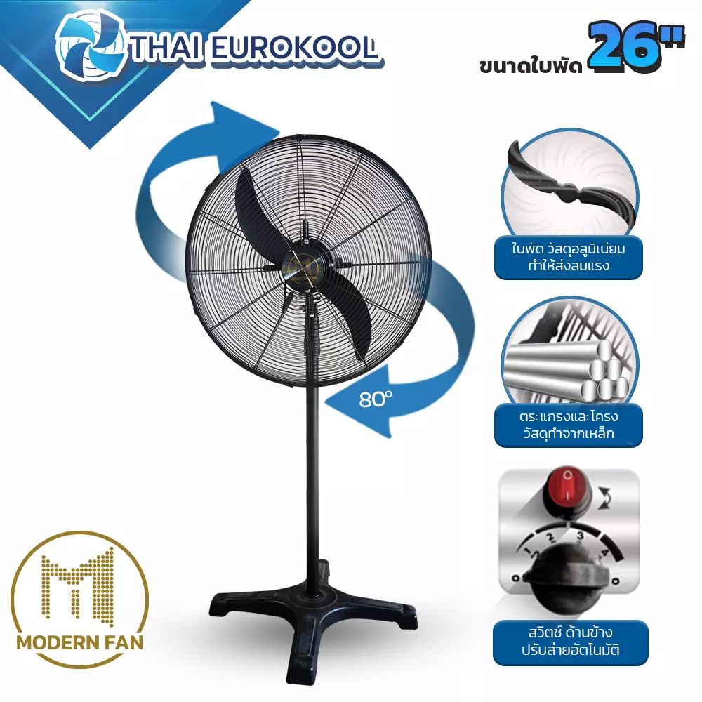 พัดลมอุตสาหกรรม 26 นิ้ว ตั้งพื้น