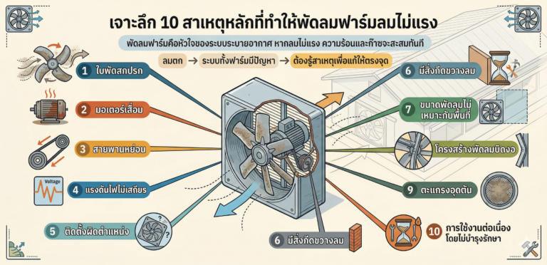 พัดลมฟาร์มลมไม่แรงเกิดจากอะไร