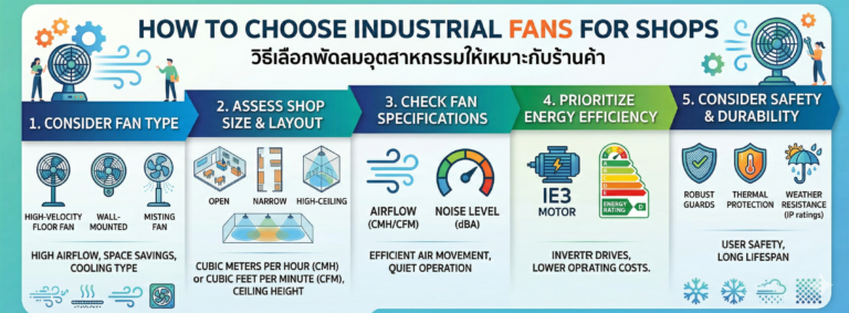 วิธีเลือกพัดลมอุตสาหกรรมให้เหมาะกับร้านค้า