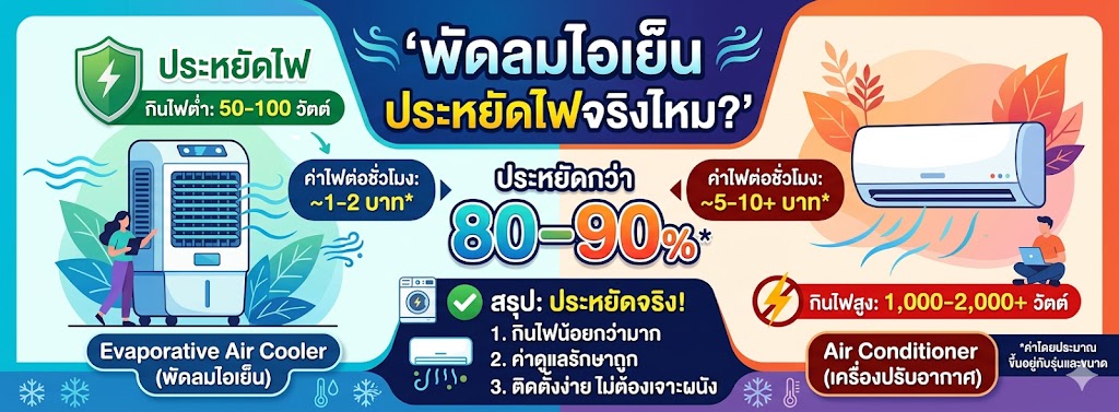 พัดลมไอเย็นประหยัดไฟจริงไหม