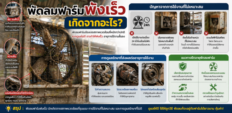 พัดลมฟาร์มพังเร็ว เกิดจากอะไร