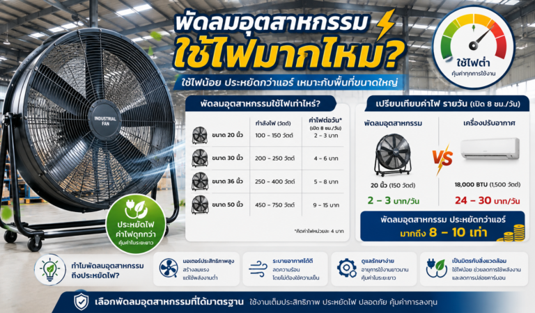 พัดลมอุตสาหกรรมใช้ไฟมากไหม